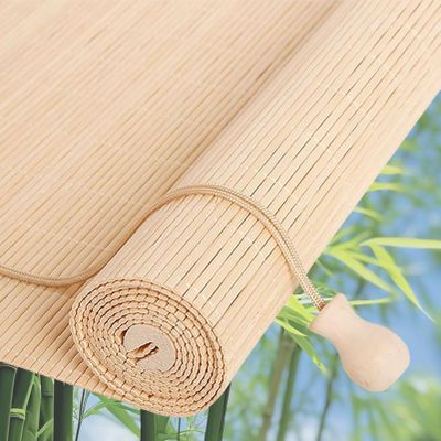 Natural Bamboo Roller Shade, Privacy and Light-Filtering Blind for Indoor and Outdoor Use