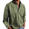 Men's Long-Sleeve Button-Down Shirt with Lapel, Vintage Casual Cotton Slim Fit Shirt with Chest Pocket view 1