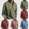 Men's Long-Sleeve Button-Down Shirt with Lapel, Vintage Casual Cotton Slim Fit Shirt with Chest Pocket view 2