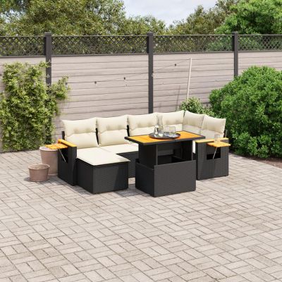 Amorsee Outdoor Rattan Corner Lounge Set with Adjustable Table