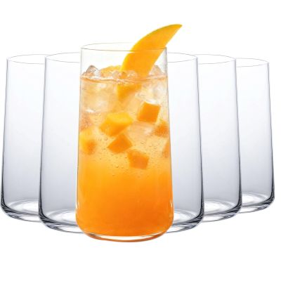 Wlasss Water Glasses, Set of 6, Large Transparent Highball Glasses