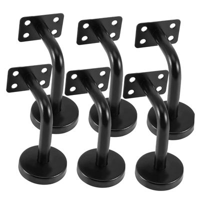 Stainless Steel Stair Railing Brackets, 6-Pack, Black, for Interior Staircases