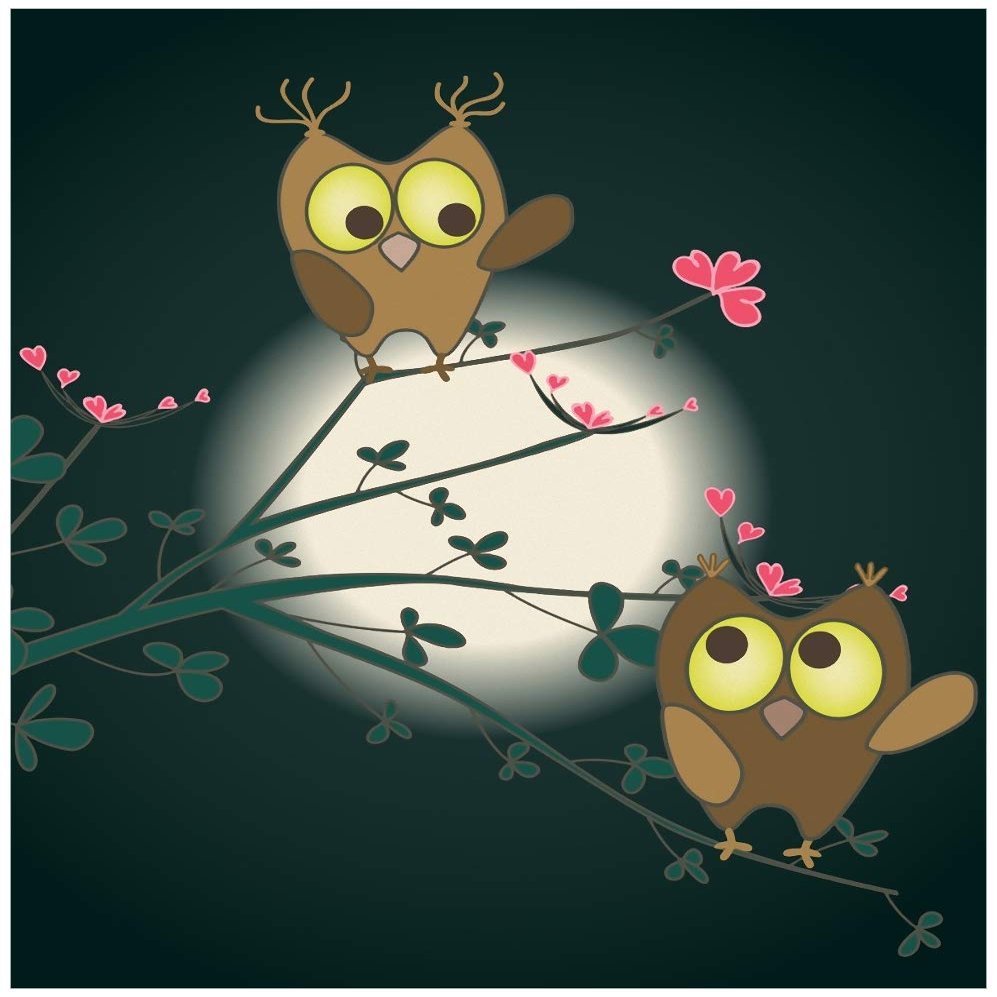 Wallario Magnetic Sheet for Refrigerator/Dishwasher, 60 x 80 cm, Two Owls in Love on a Branch at Night