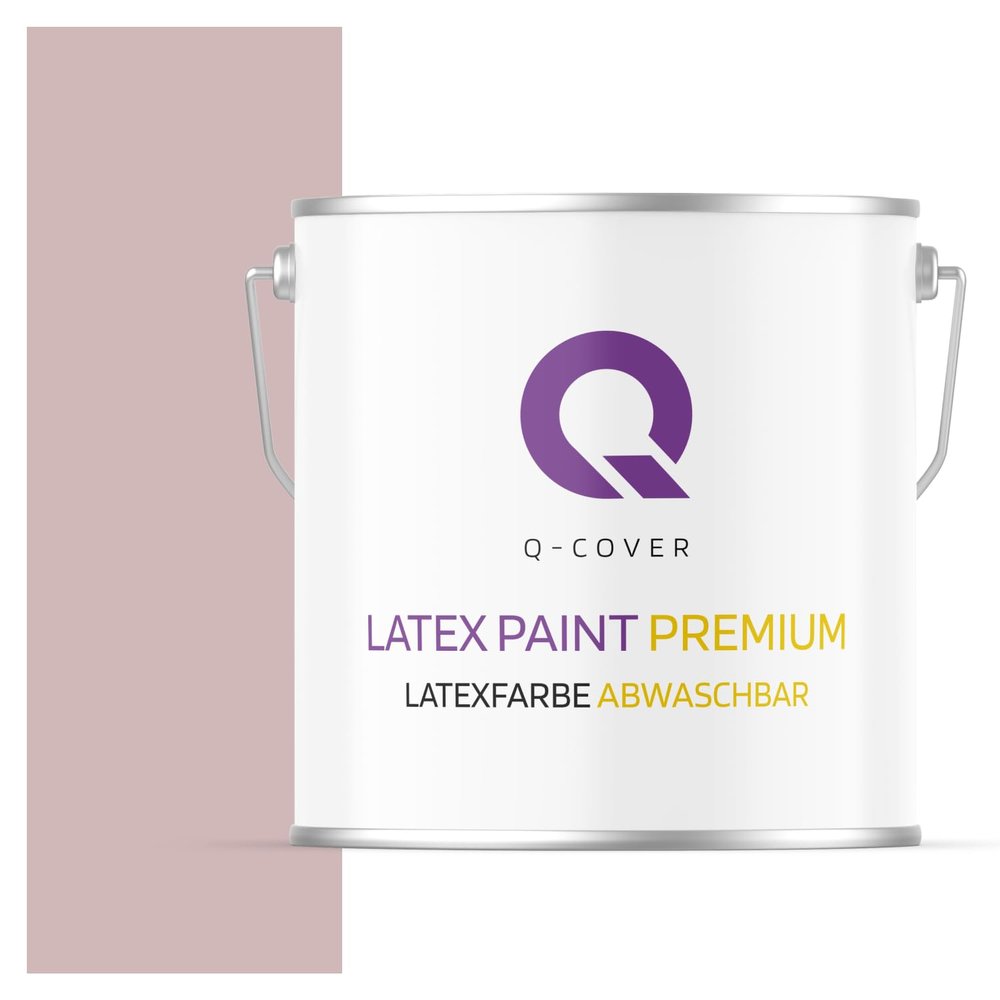 Q-COVER Washable Latex Paint 5 L (approx. 35 m²), Powder Pink, Interior Wall & Ceiling Paint, Class 2, Matte, Scrub-Resistant, Odorless, VOC-Free