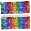 JEWEDECO 2-Pc. Rainbow Plastic Table Skirt with Wavy Design and Tassel Attachment view 1
