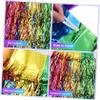 JEWEDECO 2-Pc. Rainbow Plastic Table Skirt with Wavy Design and Tassel Attachment view 4