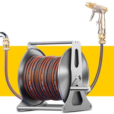 Garden Hose Reel, Wall-Mounted Hose Storage Rack and Reel Cart for Patio, Garden, Garage (30)