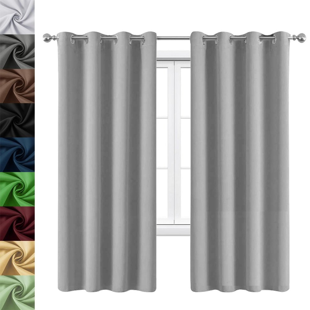 WUXXIANG Living Room Blackout Curtains, 2-Piece Set, 195 x 145 cm, Light Gray