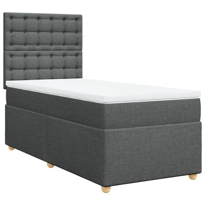 vidaXL Box Spring Bed with Mattress Dark Gray 100 x 200 cm Fabric