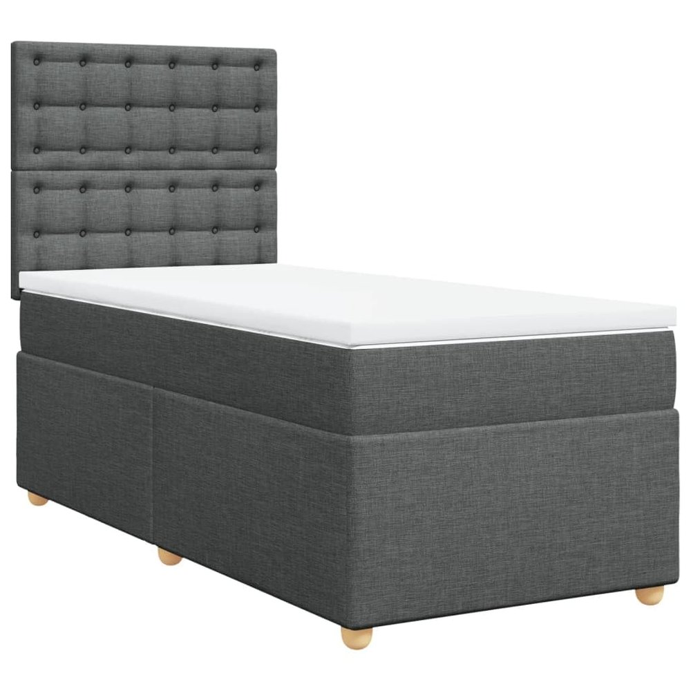 vidaXL Box Spring Bed with Mattress Dark Gray 100 x 200 cm Fabric