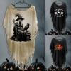 Women's Vintage Smock Cape Top, Knitted Poncho, Halloween Bat-Sleeve Cape, Black view 2