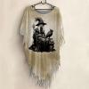 Women's Vintage Smock Cape Top, Knitted Poncho, Halloween Bat-Sleeve Cape, Black view 4