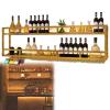 YLANMEI Wall-Mounted Metal Wine Rack with Stemware Holder, Gold, 150 x 20 x 55 cm view 1