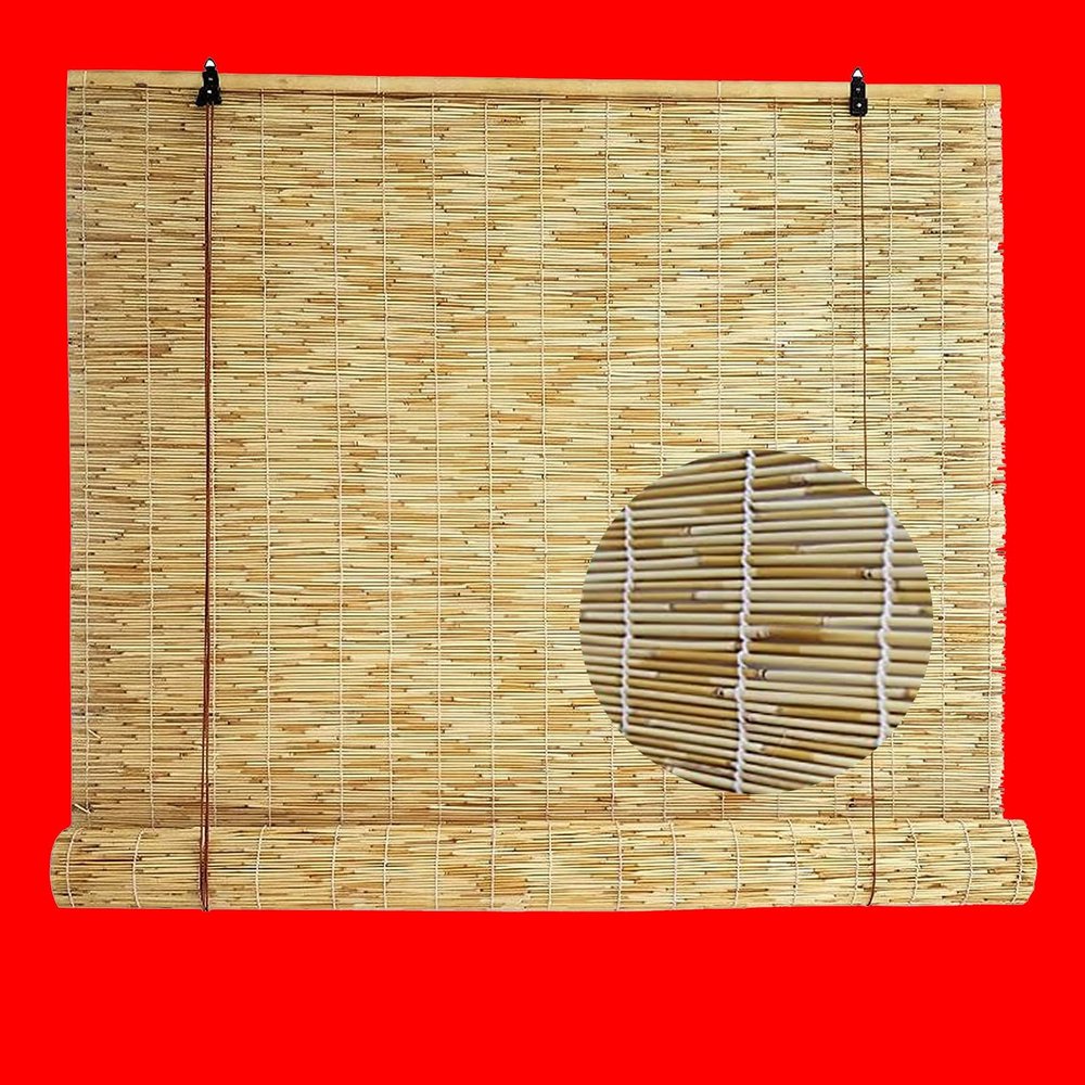 Outdoor Bamboo Blinds, Privacy Roller Shades for Patio, Indoor/Outdoor Use, Garden and Windows, Light-Blocking Natural Reed Curtains (W70 x H120 cm / 28 x 47 in)