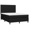 Homgoday Box Spring Bed with Mattress, Upholstered Bed Frame with Slats and LED, Black, 140 x 190 cm view 3