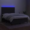 Homgoday Box Spring Bed with Mattress, Upholstered Bed Frame with Slats and LED, Black, 140 x 190 cm view 4