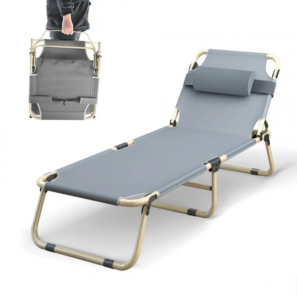 WDFYD Camping Cot for Adults with Headrest, Folding Bed, 150 kg Capacity