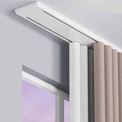 Double-Row Silent Curtain Rod, White, 2.4 m