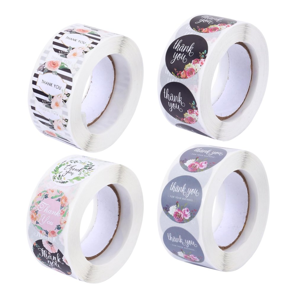 Gogogmee 4-Roll Flower Thank-You Stickers