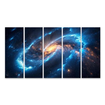 islandburner Prime Canvas Wall Art, Abstract Glowing Blue Supernova Galaxy, 5-Piece Poster