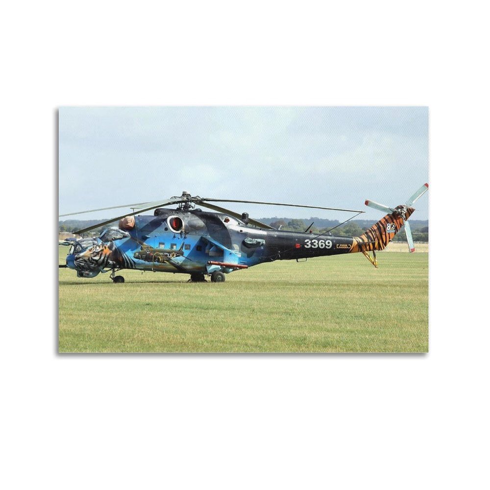 WZKTCL Mi-35M Gunship Fighter Jet Canvas Poster, 30 x 45 cm