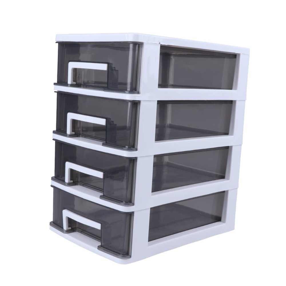 Plastic Drawer Organizer, Four-Tier Storage Cabinet
