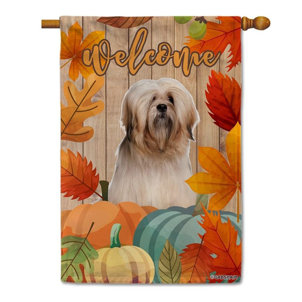 GABSHAIM Lhasa Apso Welcome Fall House Flag