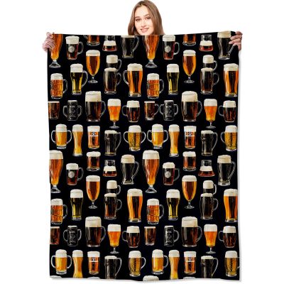 VODRM Beer Glass Blanket, 60 x 80 in, Funny Black Throw Blanket