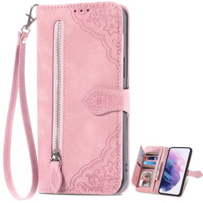 EasyShow Compatible with vivo V40 5G Case, PU+TPU Leather Wallet Cover, 3D Floral Card Holder, Pink