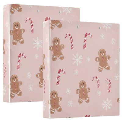 Christmas 3-Ring Binder with Gingerbread Men, 1.5 in Round Rings, Holds 200 Sheets, with 3 Clear PVC Pockets, for School and Office