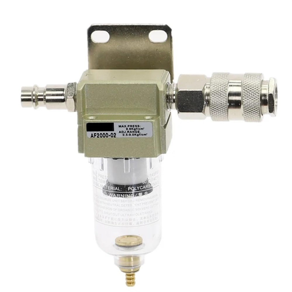 AF2000-02 Inline Compressed-Air Water Filter Trap, 1/4 in, with Pneumatic Fittings, 1 pc (AF2000-02-E Fitting, 14 mm)