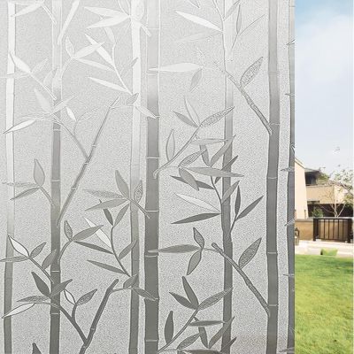 Self-Adhesive Frosted Window Film 140 x 900 cm, UV Protection, Heat Insulation, Privacy Film, Bamboo