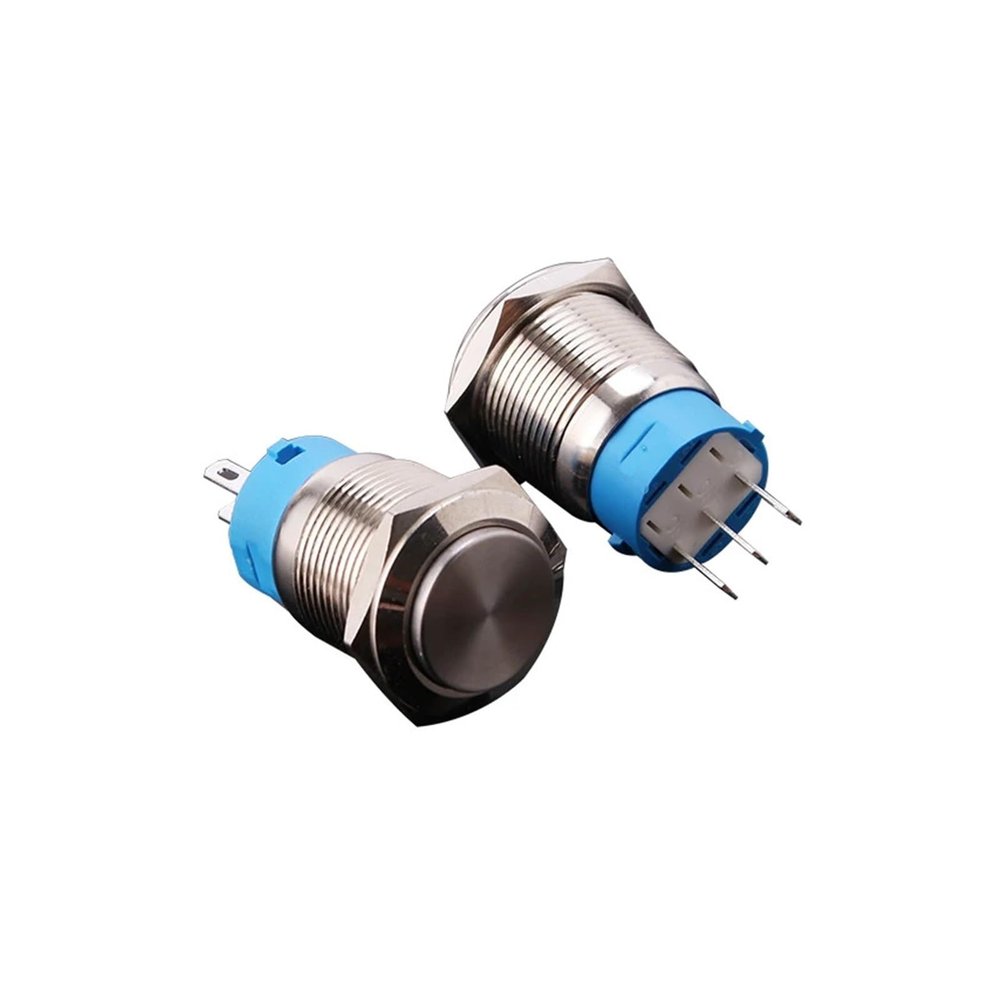 16/19/22 mm Metal Push Button Switch, Non-Illuminated, Self-Resetting, Self-Locking, Waterproof, Brass, CZAOINCU (22 mm, Self-Locking, Flat Head)