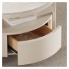 ZENY896V Round Rock Slab Coffee Table with Wheels, Black Iron Base, White view 3