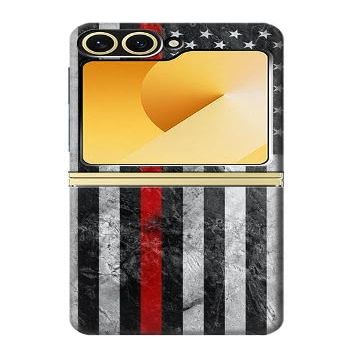 Firefighter Thin Red Line American Flag Protective Case for Samsung Galaxy Z Flip 6, Flip 7 FE