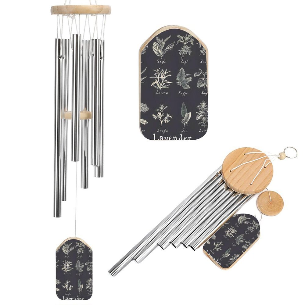CSIVKEJ Leaf Wind Chime, 50.5 cm, 6 Aluminum Alloy Tubes