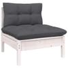 WEMYUFURN 9-Piece Garden Lounge Set with Cushions, White Solid Pine view 3