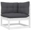 WEMYUFURN 9-Piece Garden Lounge Set with Cushions, White Solid Pine view 4