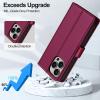 FERLAN 2-in-1 Wallet Case for Samsung Galaxy S21 FE, Detachable Magnetic Cover, Wireless Charging, Card Slots, RFID Protection - Red view 2