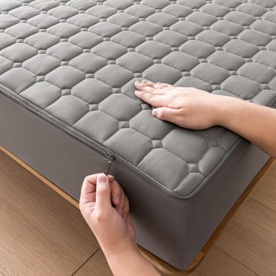 Zippered Mattress Protector 140 x 190/200 cm, Adjustable Encasement, Washable, 70 x 200 + 15 cm, Gray