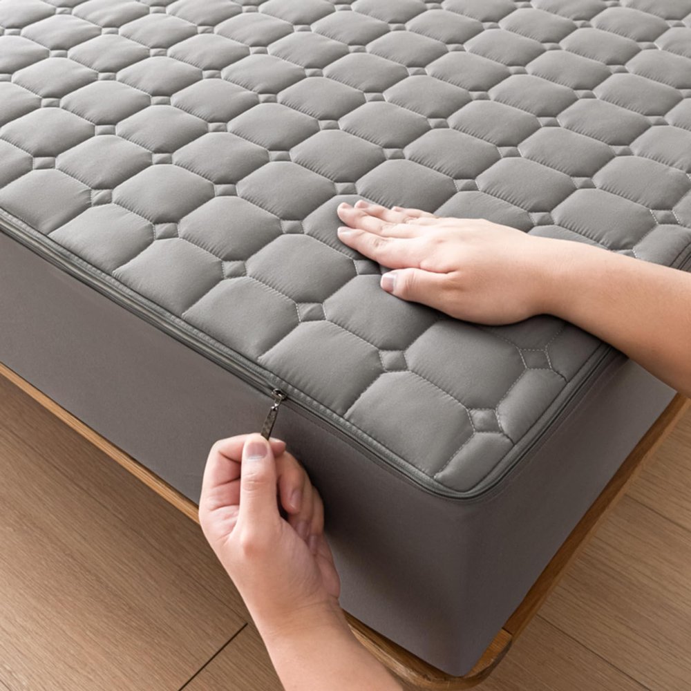 Zippered Mattress Protector 140 x 190/200 cm, Adjustable Encasement, Washable, 70 x 200 + 15 cm, Gray