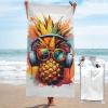 Mexpekil Large Beach Towel with Pineapple Headphones for Adults, Sand-Free Microfiber, Quick-Drying, with Carrying Bag view 1