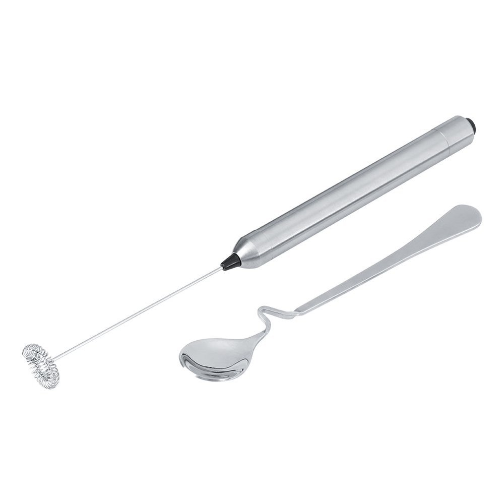Electric Stainless Steel Milk Frother, Silver, Lightweight Design