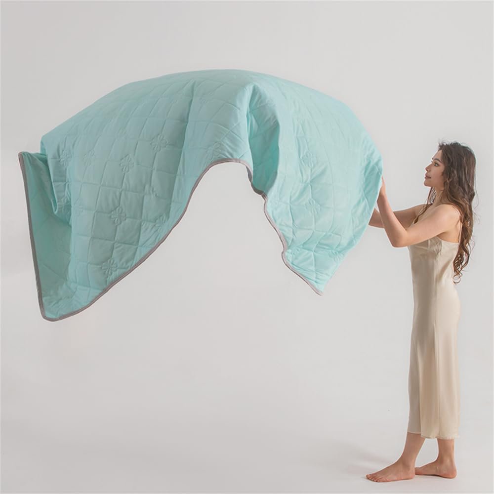 Chickwin Quilted Reversible Bedspread, Solid Mint Green, 150 x 200 cm
