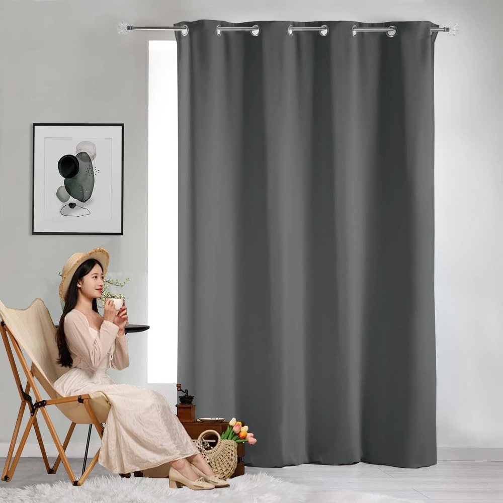 GAIFNAG Living Room Blackout Curtain, 250 x 90 cm, Thermal Insulating, Dark Gray