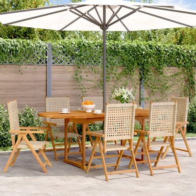 Juroupi 7-Piece Outdoor Dining Set with Table and 6 Chairs, Beige