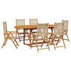 Juroupi 7-Piece Outdoor Dining Set with Table and 6 Chairs, Beige view 2