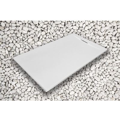80 x 195 cm White Line Plus Resin and Marble-Resin Shower Tray with Side Grille