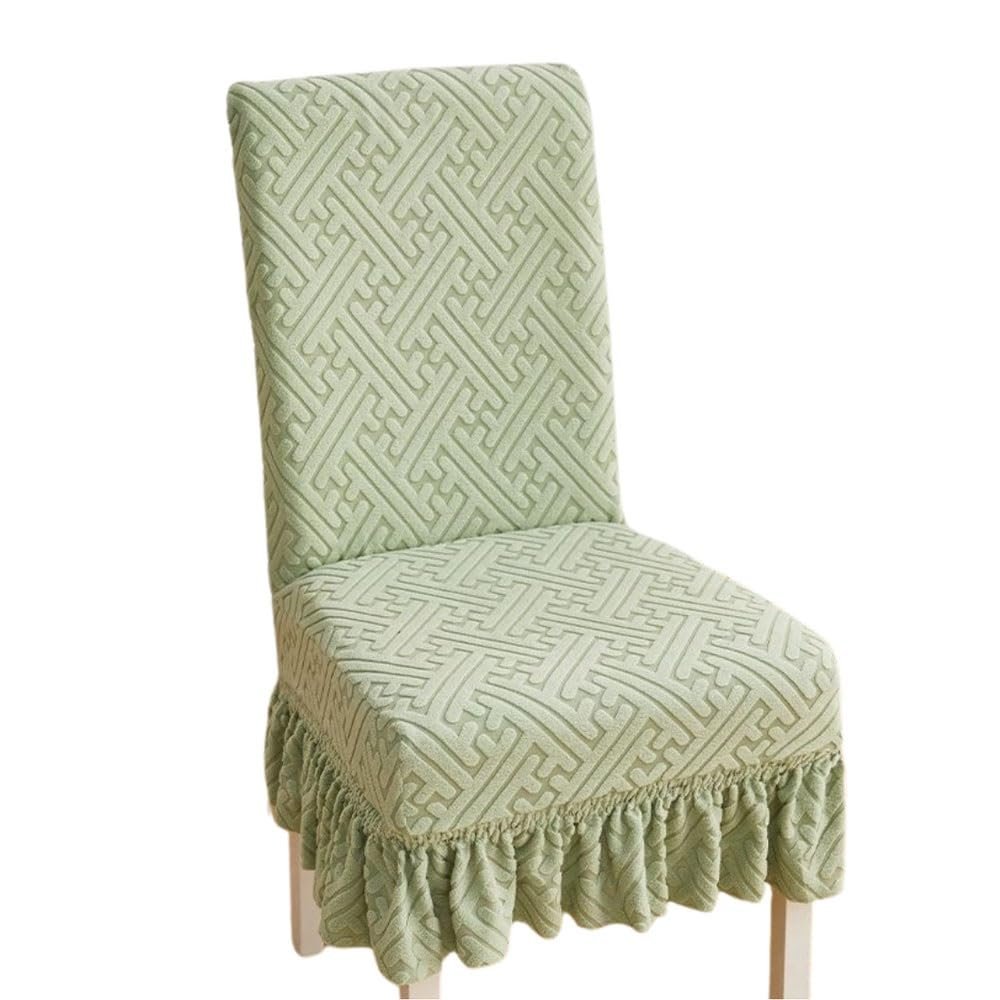 ZYHBBGXFC-XM Set of 1/2/4/6 Chair Covers for Dining Chairs and Bar Stools, Solid Color, Removable Protective Cover for Counter Stools with Short Backrests (Green, 6 Sets)