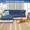 Stretch Velvet Sofa Seat Cushion Cover, Large 4-Seater, Navy Blue view 3